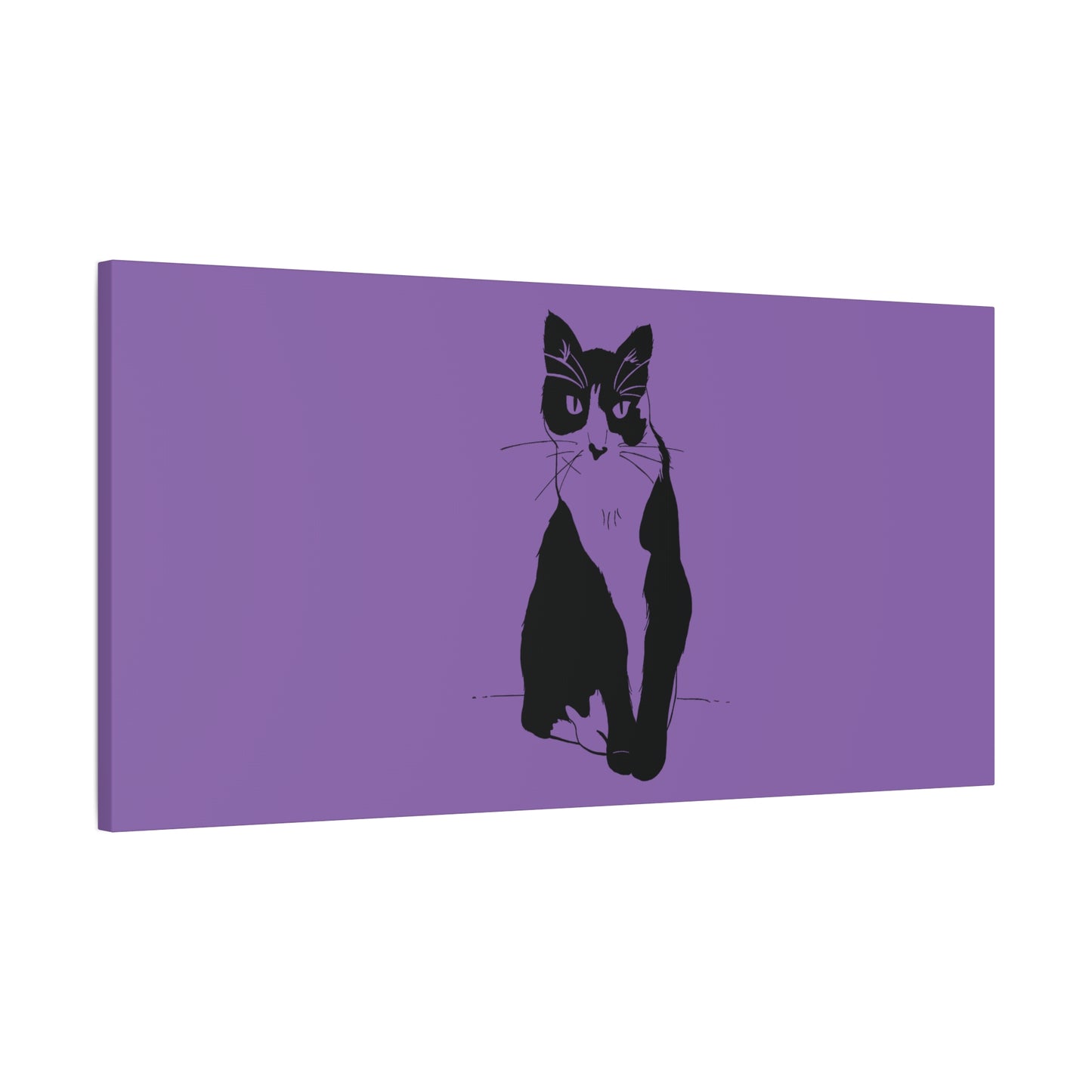 Cat Canvas Print on Purple (Transparent Style Cat) - Cat Drawing Art