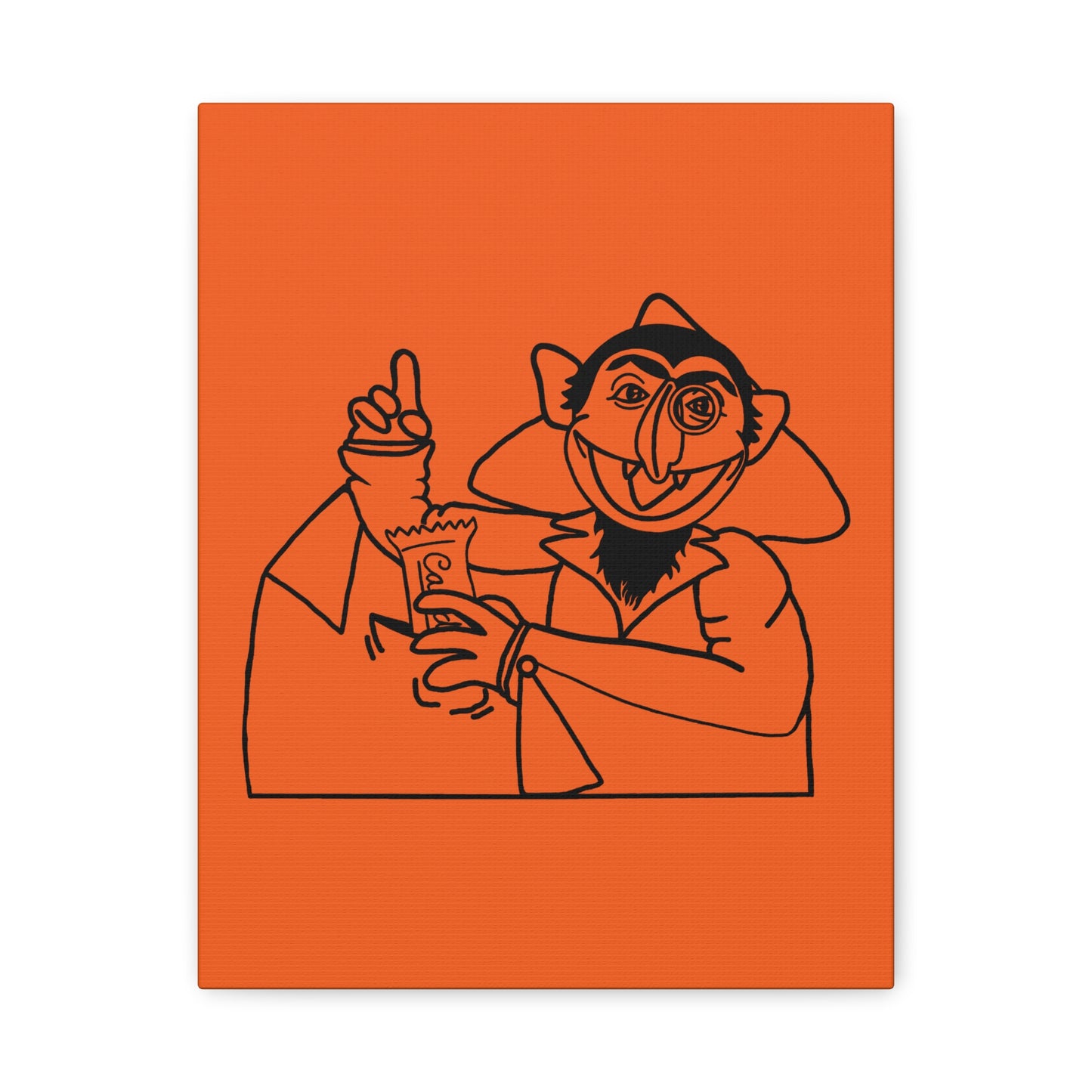 The Count Stealing Candy Outline Canvas Print Orange - Sesame Street The Count Parody Art Print