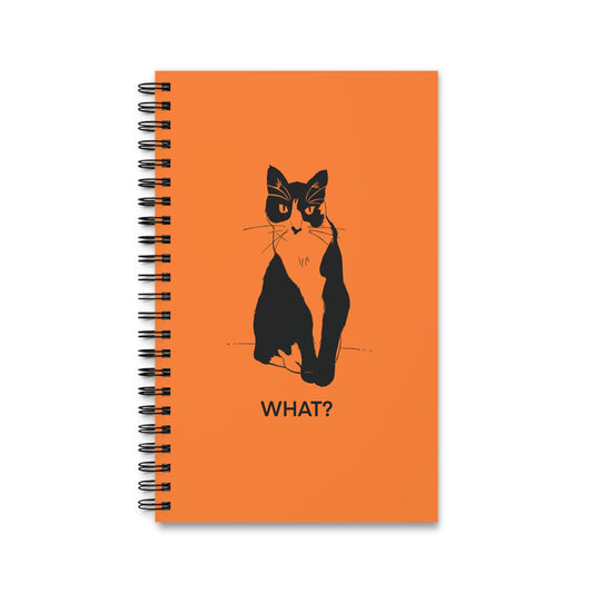 Cattitude Notebook in Light Orange (Transparent Style Cat) - Cat Spiral Notebook