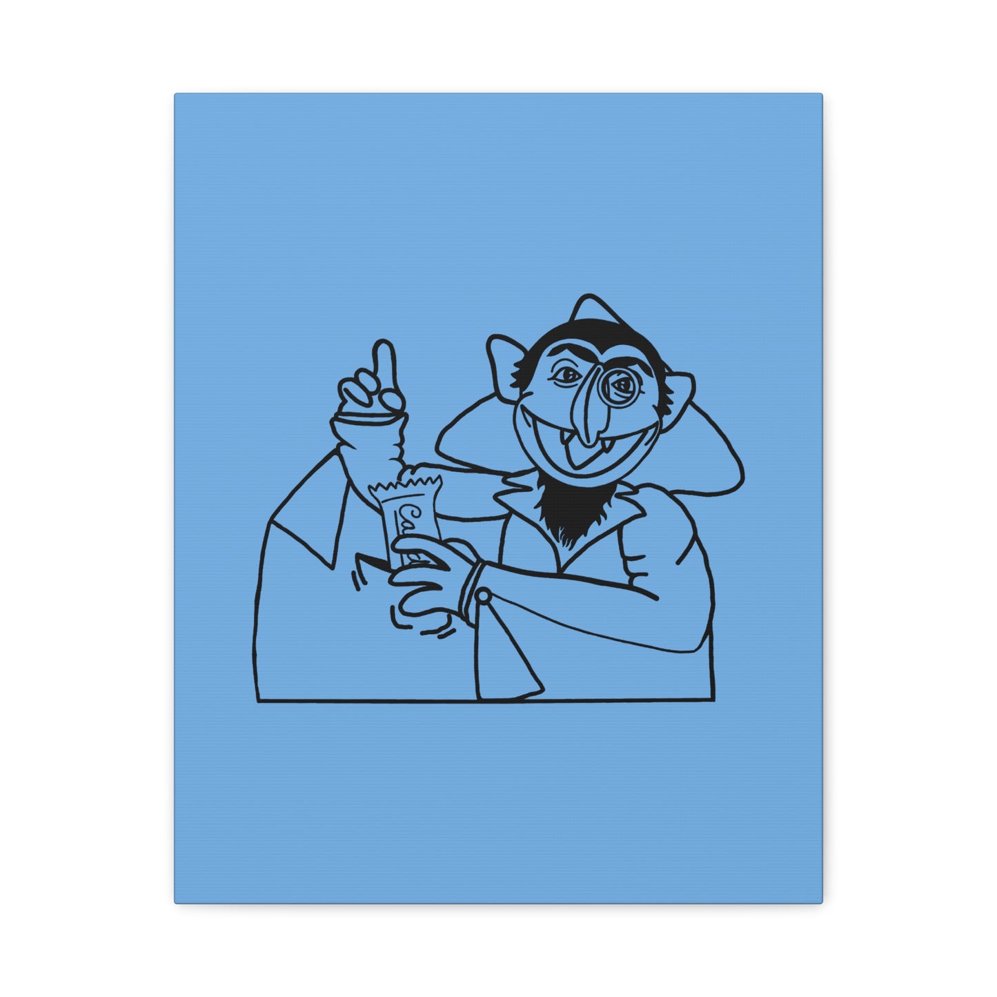 The Count Stealing Candy Outline Canvas Print Light Blue - Sesame Street The Count Parody Art