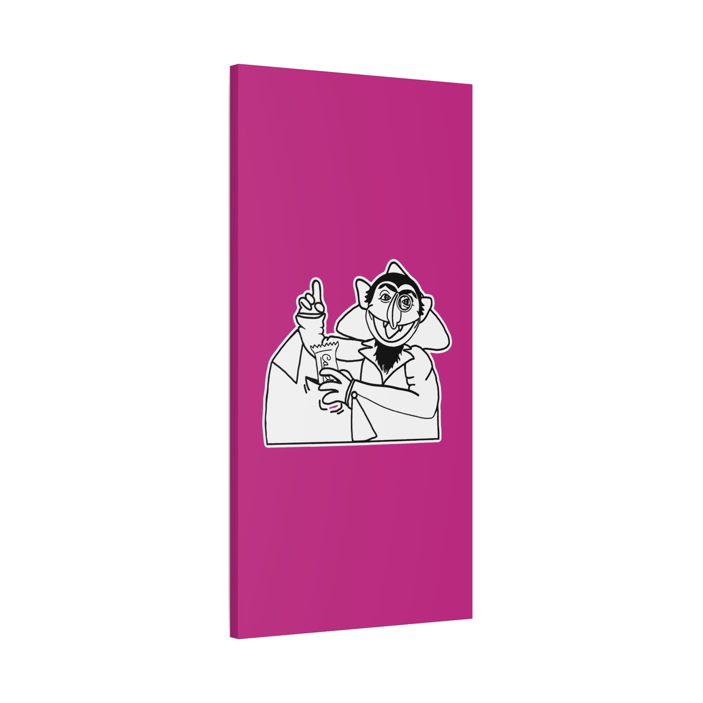 The Count Stealing Candy Outline Canvas Print Pink - Sesame Street The Count Parody Art