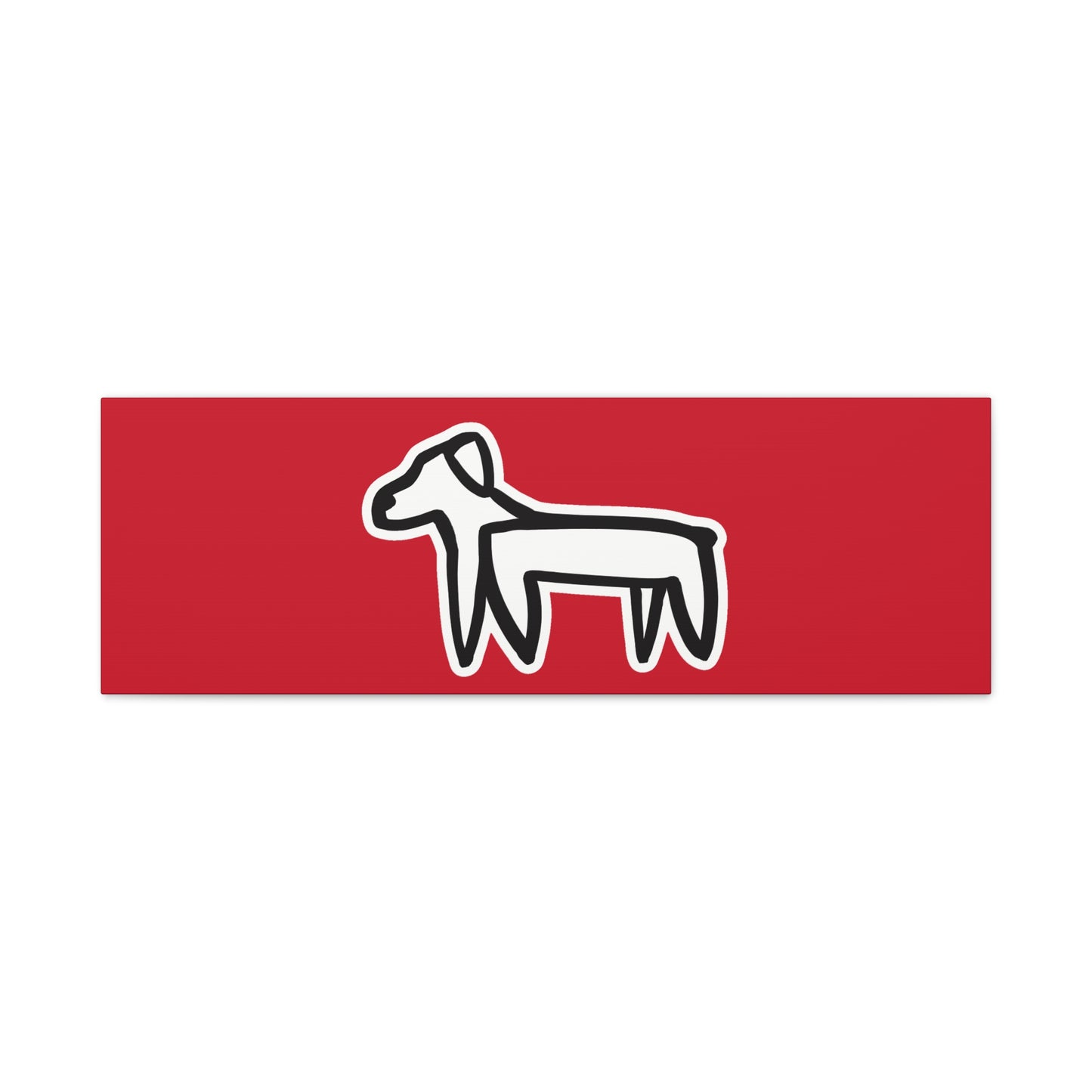 Dog Canvas Print on Red (Sticker Style White Dog) - Dog Art Print