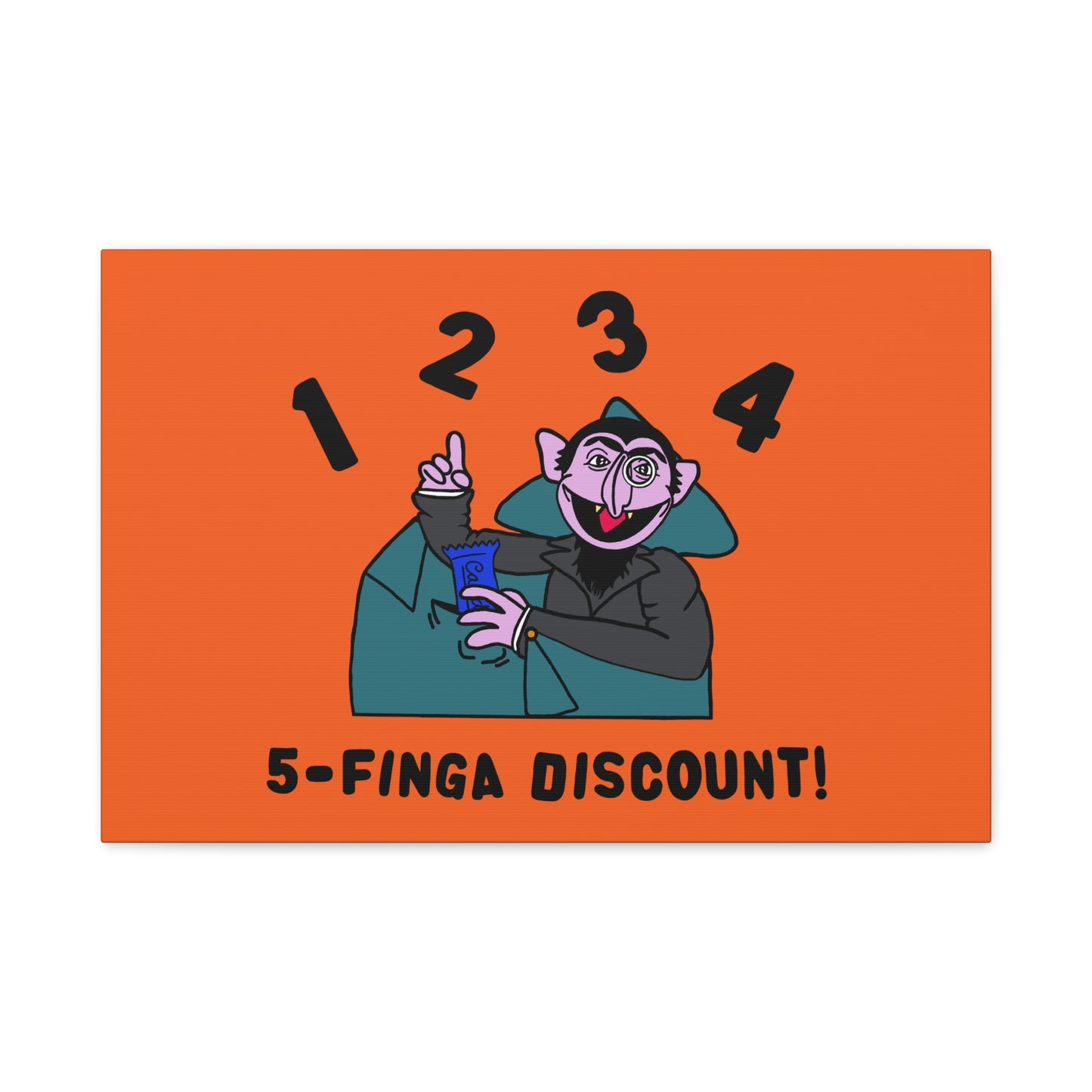Five Finger Discount Canvas Print Orange - Sesame Street The Count Parody Art Print