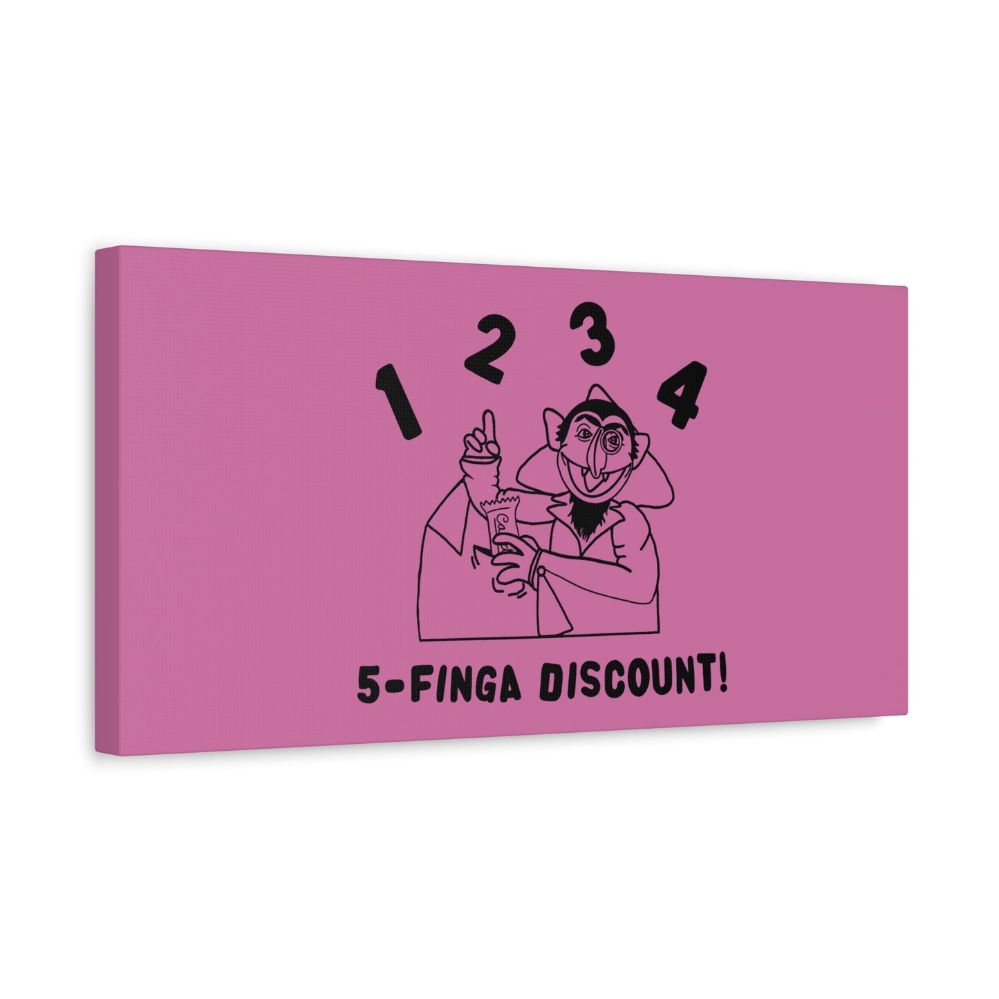 Five Finger Discount Outline Canvas Print Light Pink - Sesame Street The Count Parody Art Print