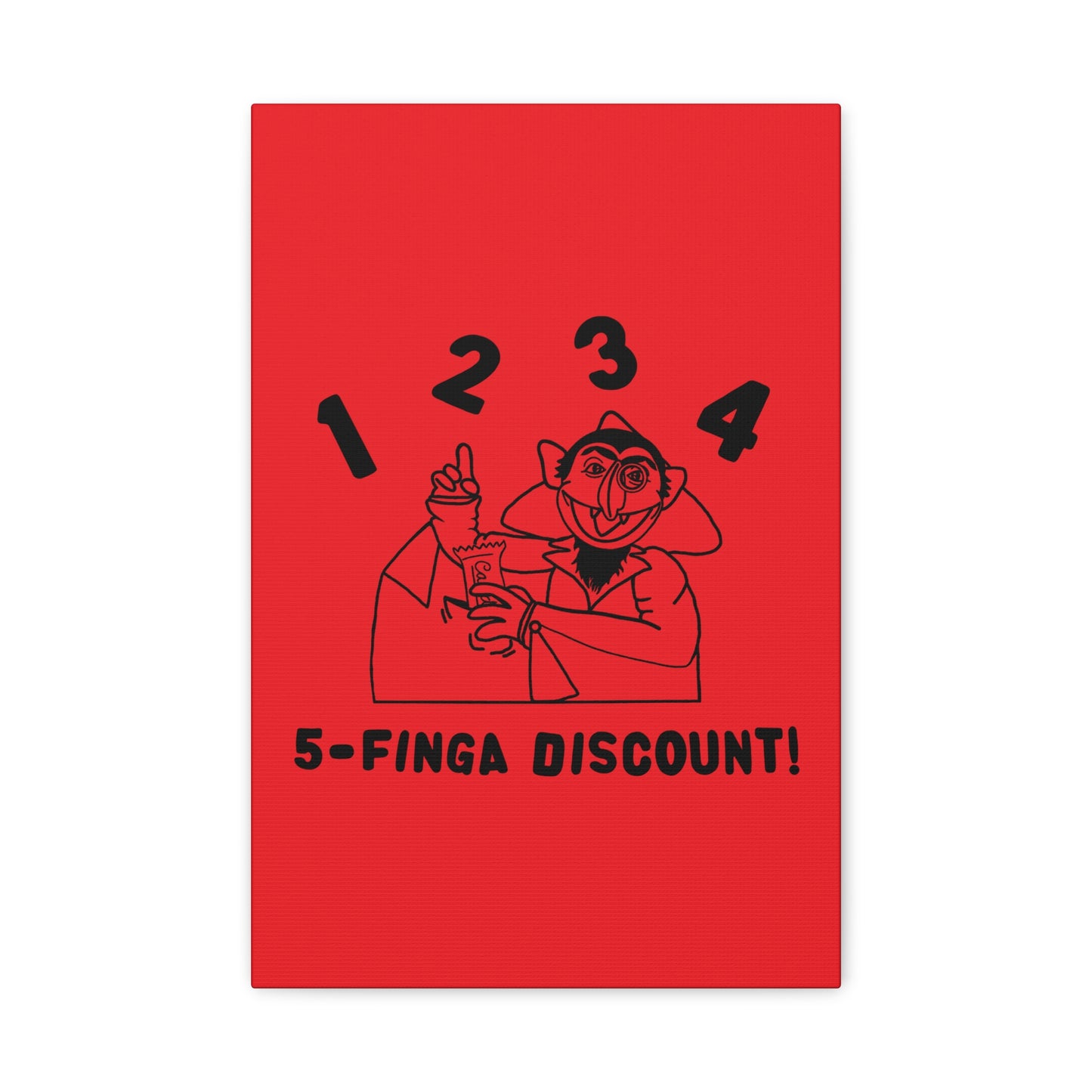 Five Finger Discount Outline Canvas Print Red - Sesame Street The Count Parody Art Print