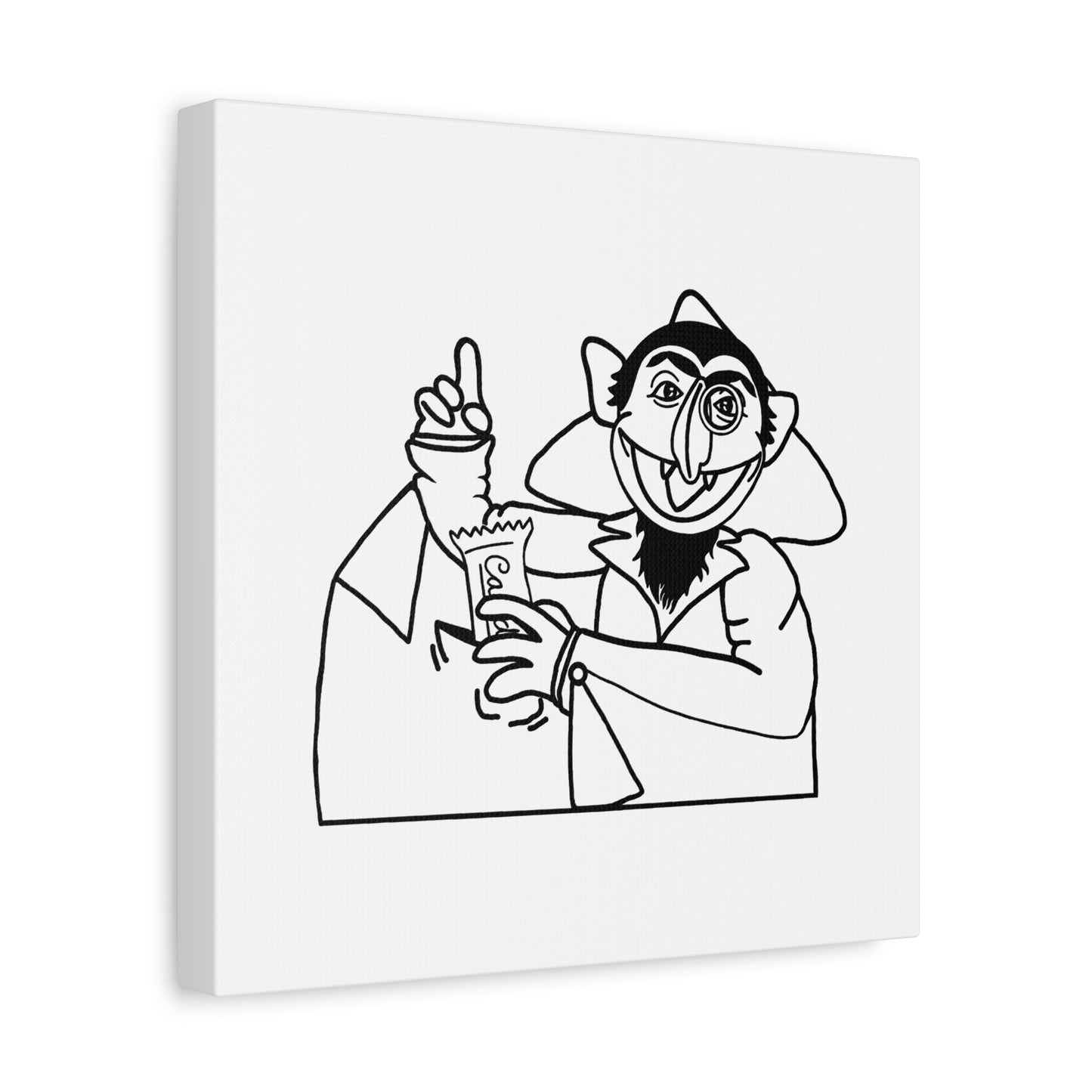 The Count Stealing Candy Outline Canvas Print White - Sesame Street The Count Parody Art