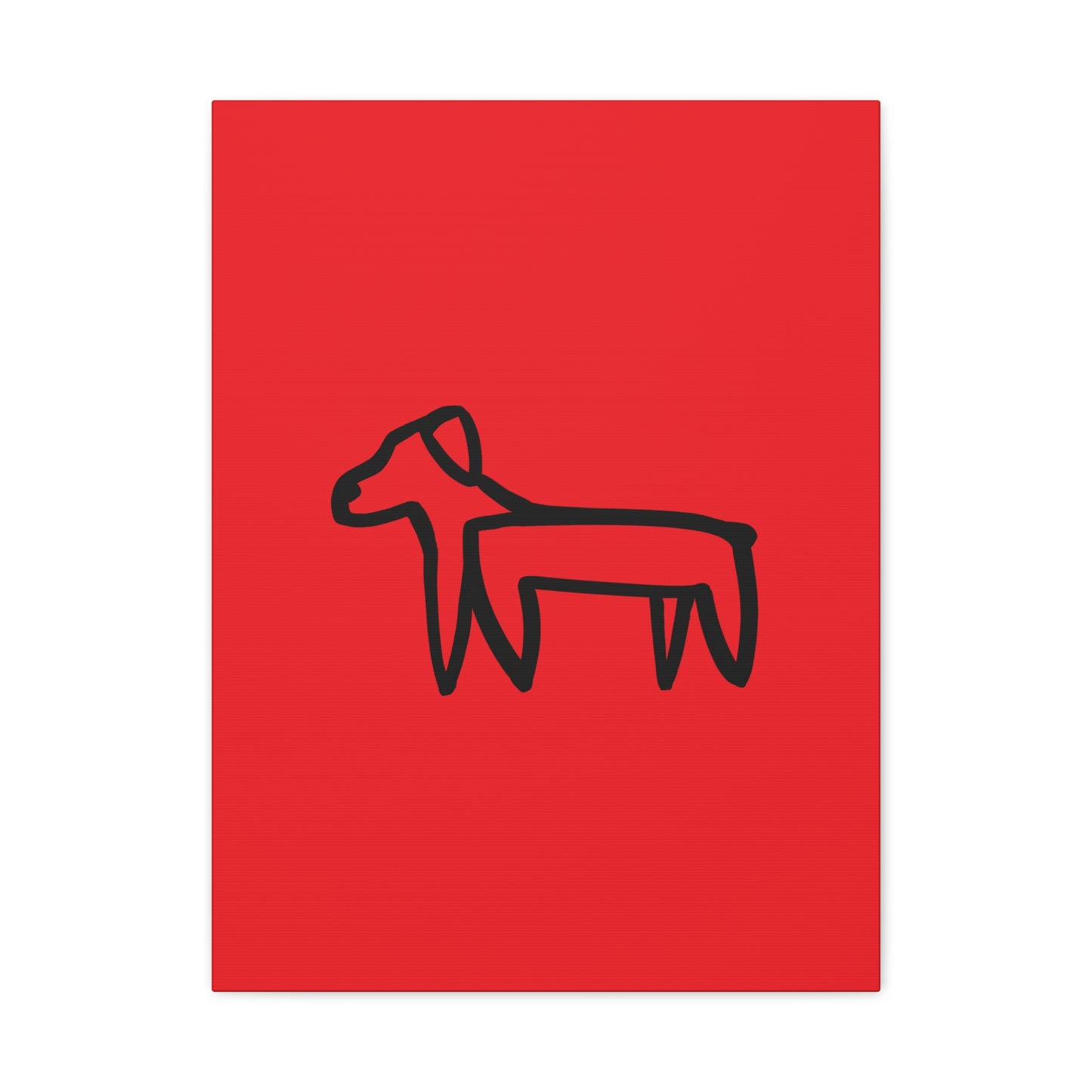 Dog Canvas Print on Red (Transparent Style Black Dog) - Dog Drawing Canvas