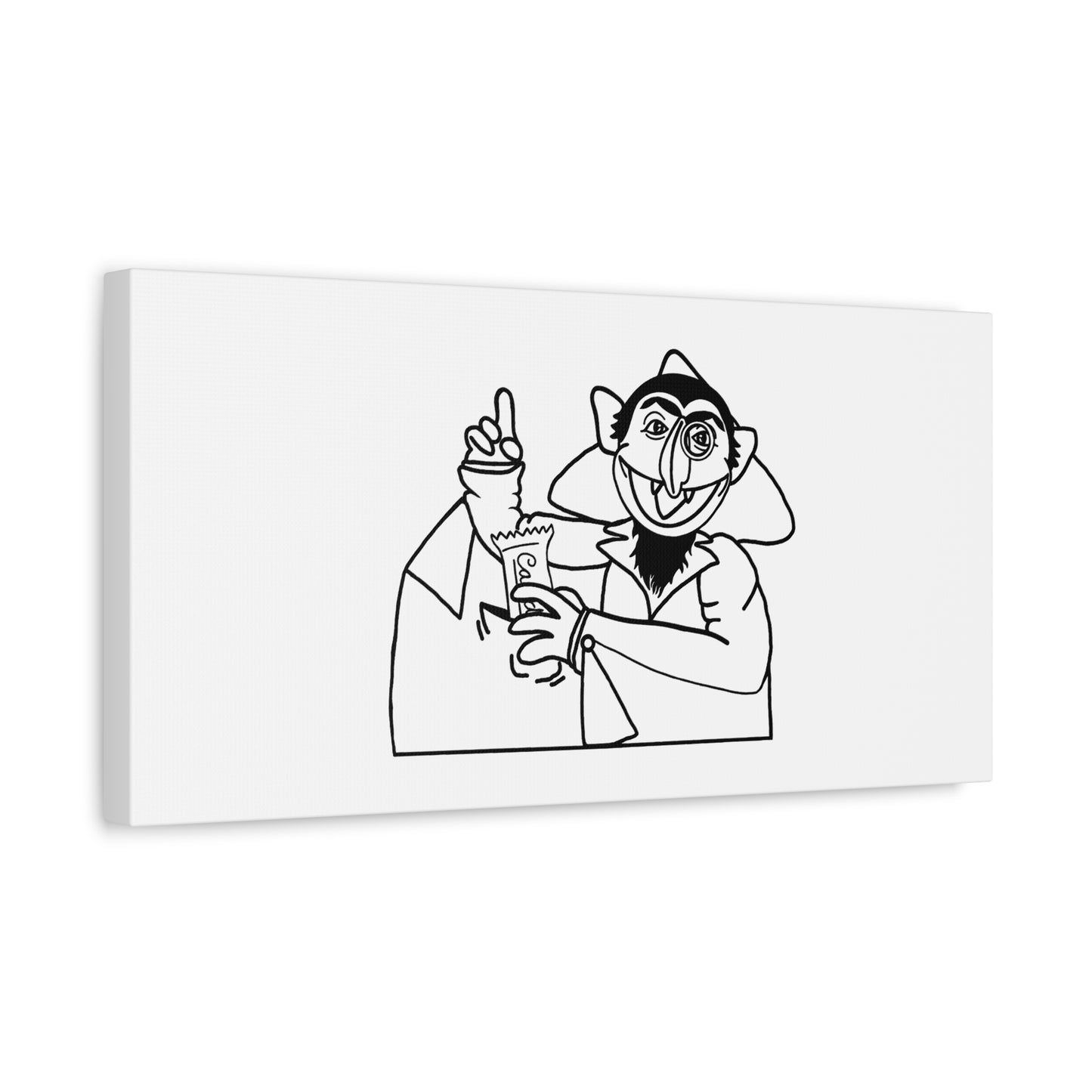 The Count Stealing Candy Outline Canvas Print White - Sesame Street The Count Parody Art
