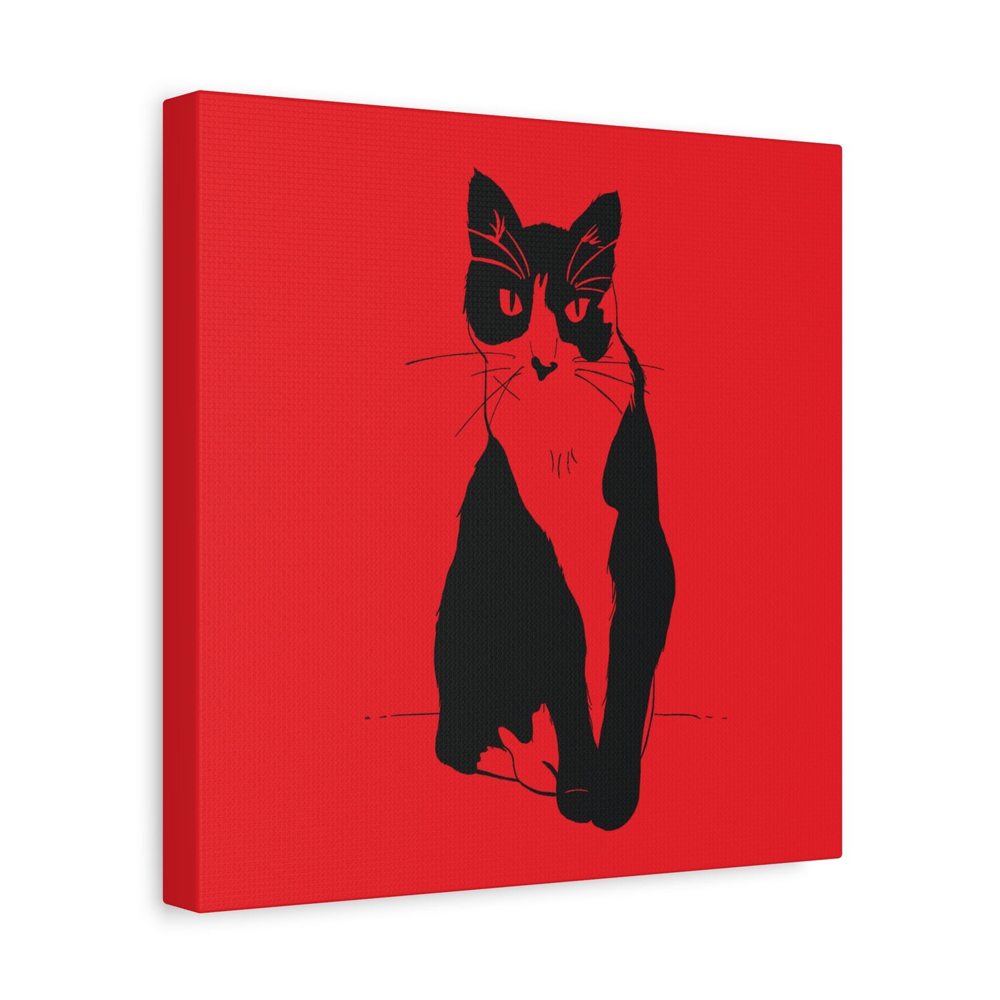 Cat Canvas Print on Red (Transparent Style Cat) - Cat Drawing Art