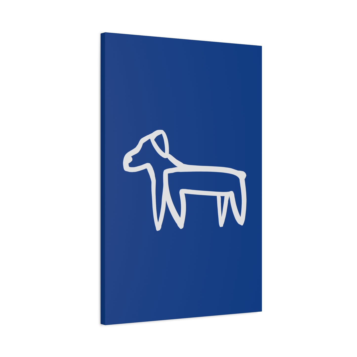 Dog Canvas Print on Blue (Transparent Style White Dog) - Dog Art Print