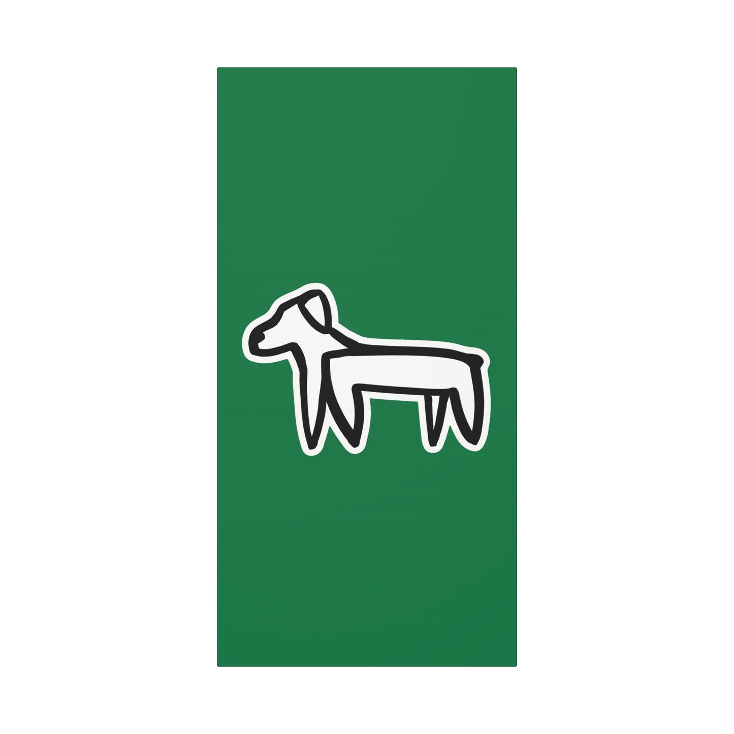 Dog Canvas Print on Green (Sticker Style White Dog) - Dog Art Print