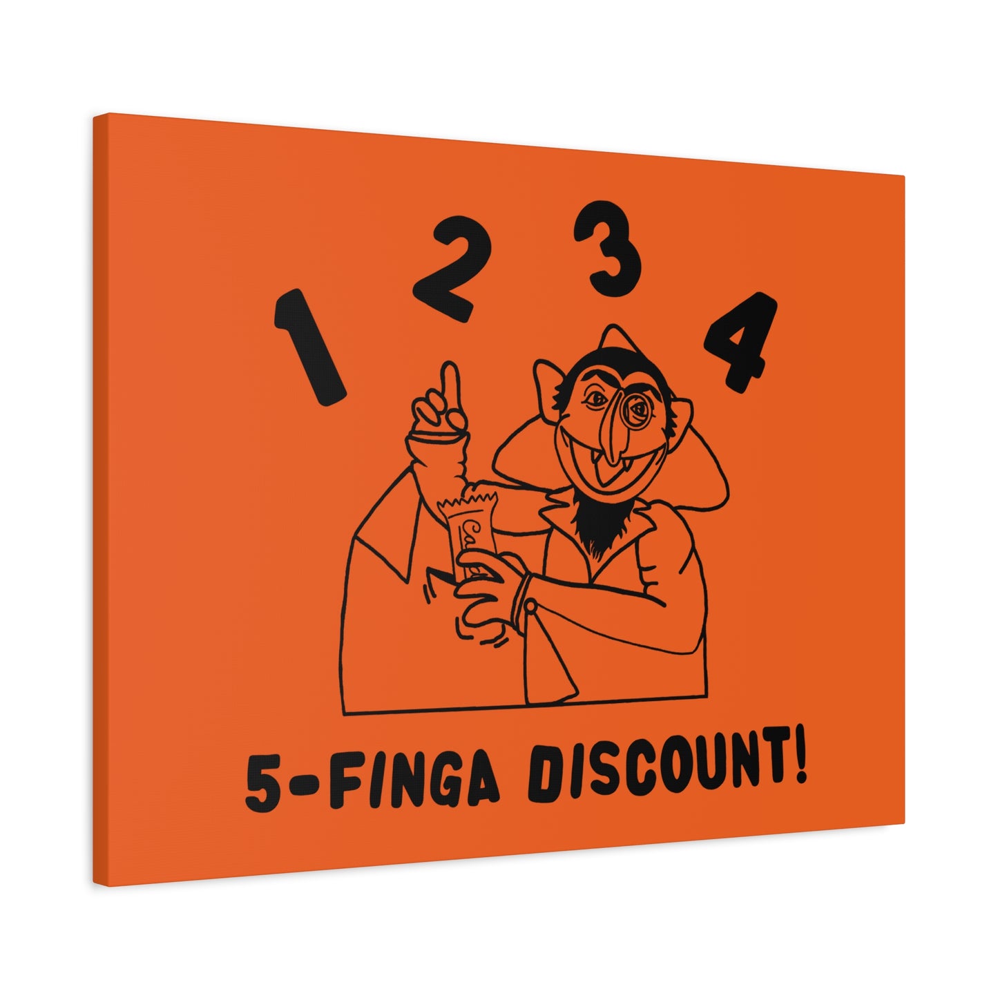 Five Finger Discount Outline Canvas Print Orange - Sesame Street The Count Parody Art Print