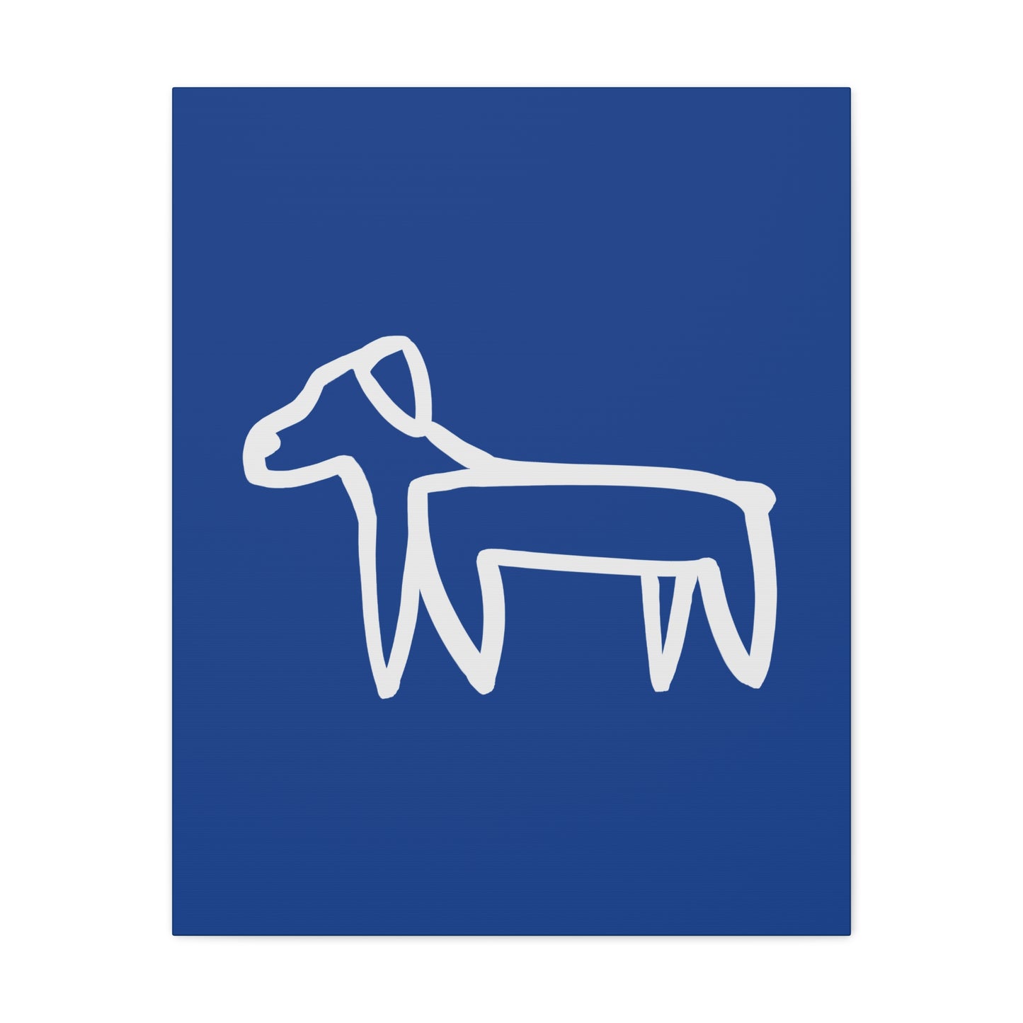 Dog Canvas Print on Blue (Transparent Style White Dog) - Dog Art Print