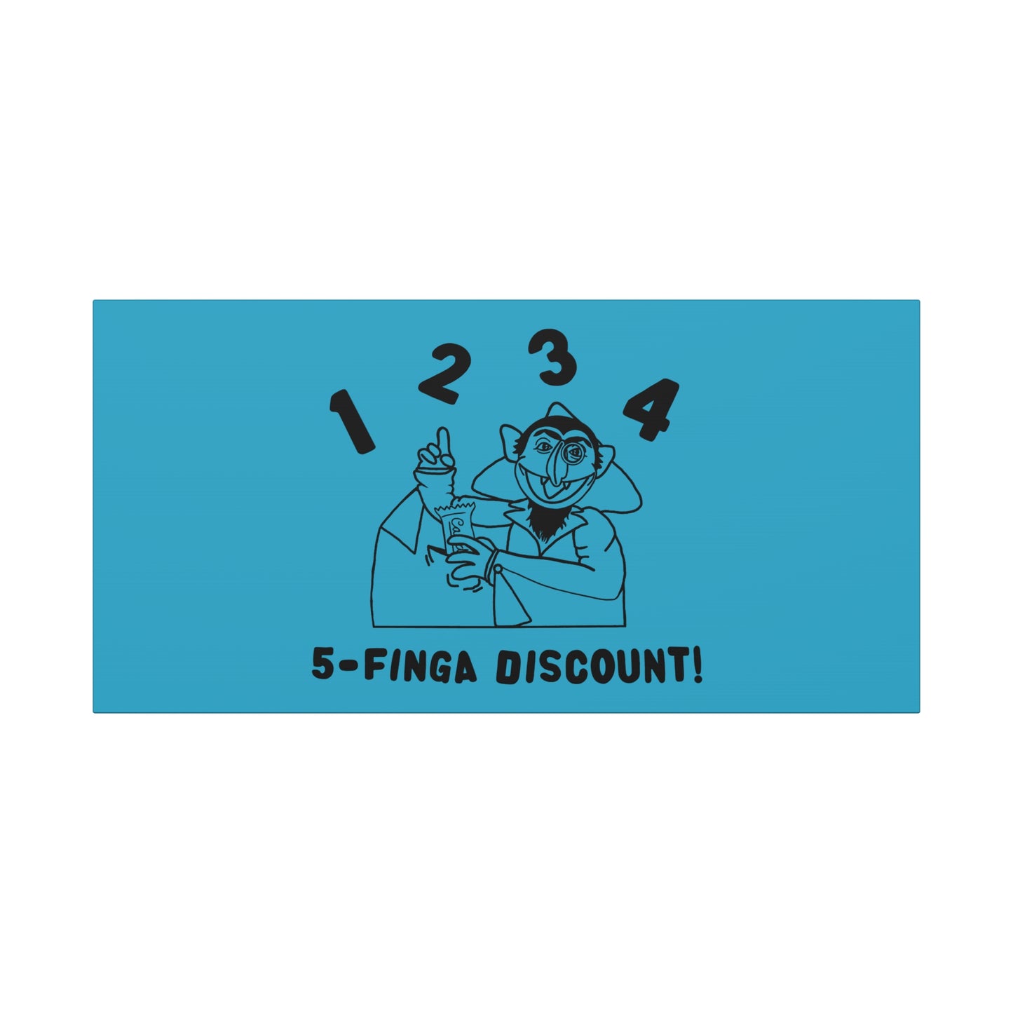 Five Finger Discount Outline Canvas Print Turquoise - Sesame Street The Count Parody Art Print