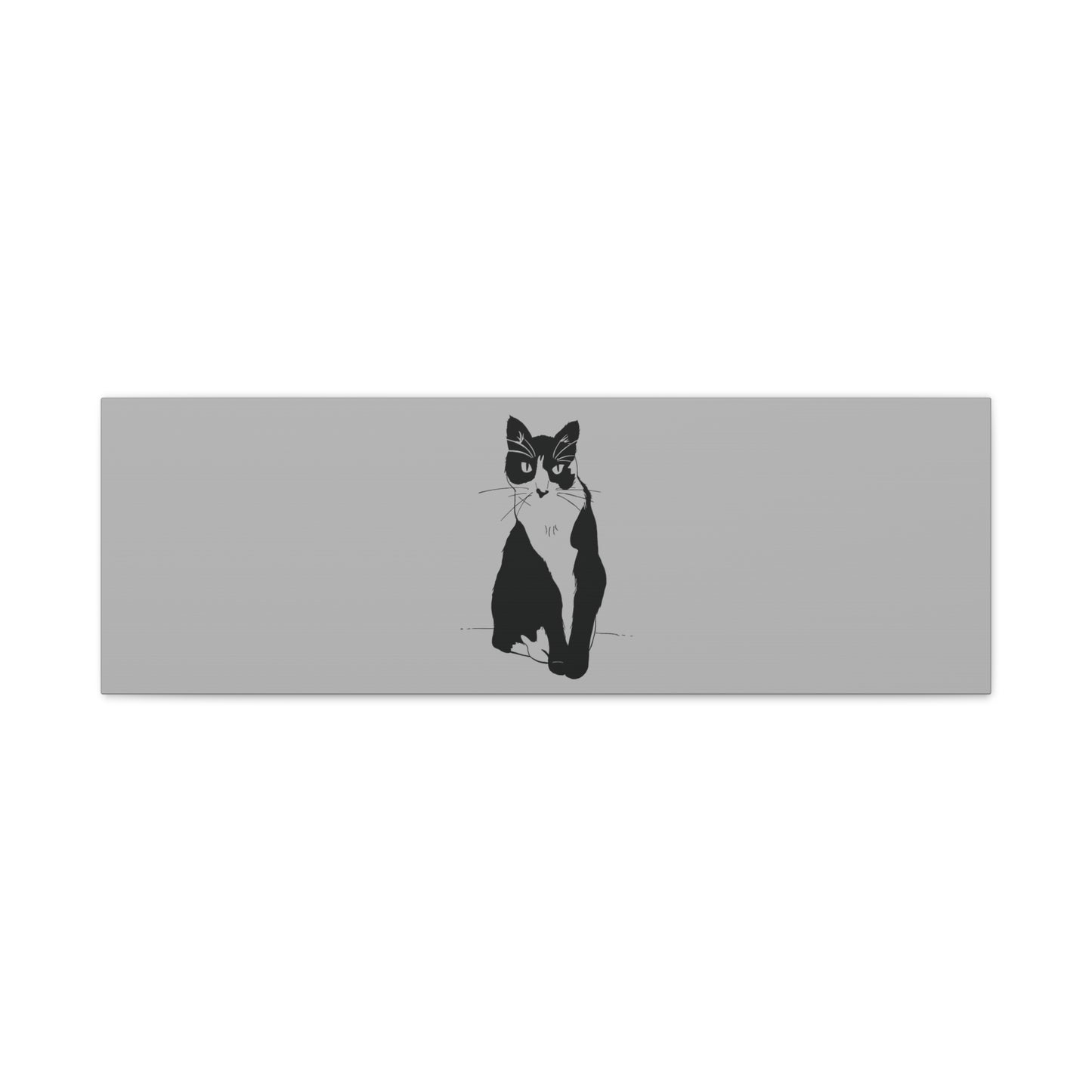 Cat Canvas Print on Grey (Transparent Style Cat) - Cat Drawing Art