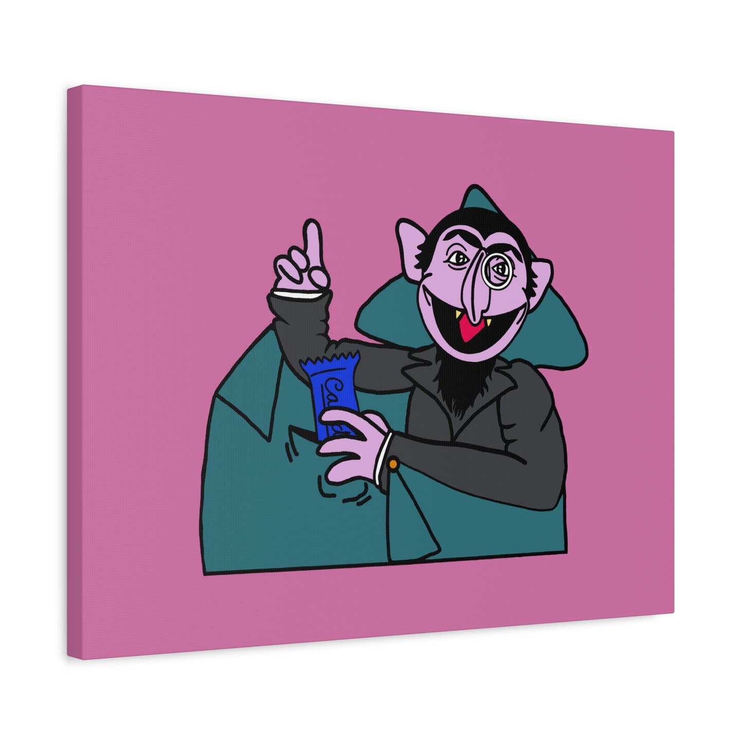 The Count Stealing Candy Canvas Print Light Pink - Sesame Street The Count Parody Art
