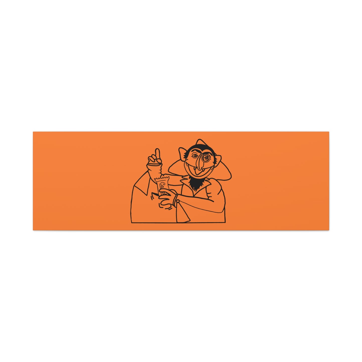 The Count Stealing Candy Outline Canvas Print Light Orange - Sesame Street The Count Parody Art