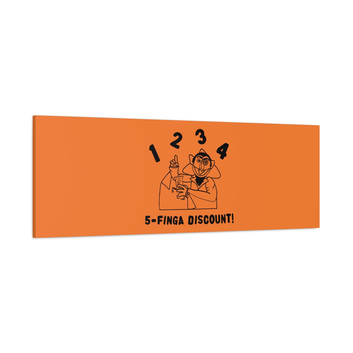 Five Finger Discount Outline Canvas Print Light Orange - Sesame Street The Count Parody Art Print