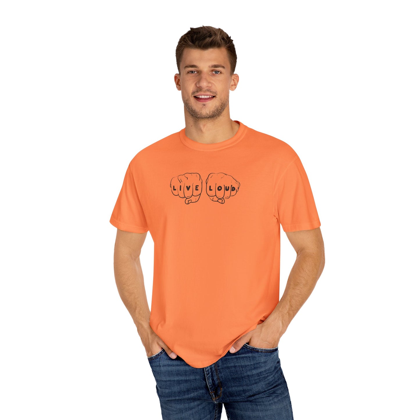 Live Loud Knuckle Tats Tattooed Fists Tee