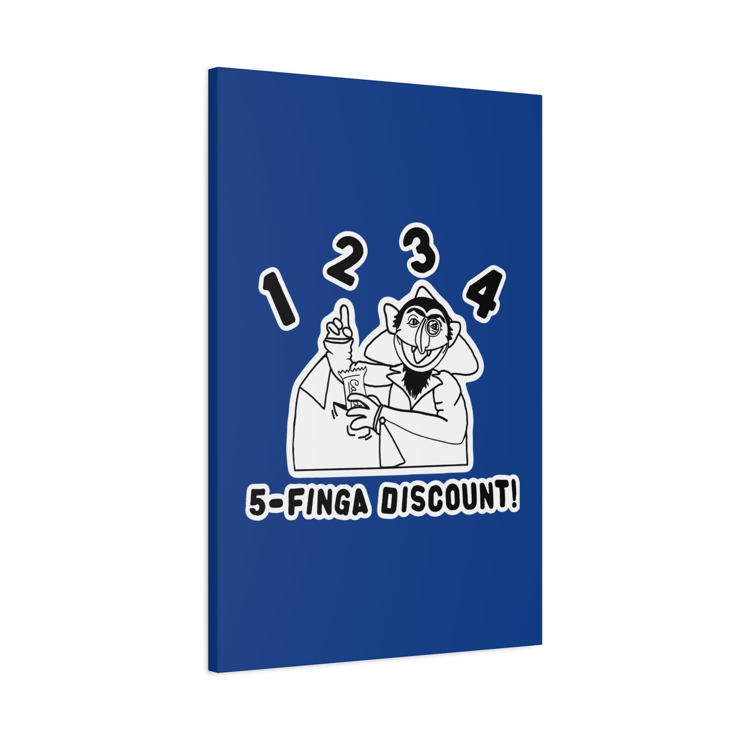 Five Finger Discount Outline Canvas Print Dark Blue - Sesame Street The Count Parody Art Print