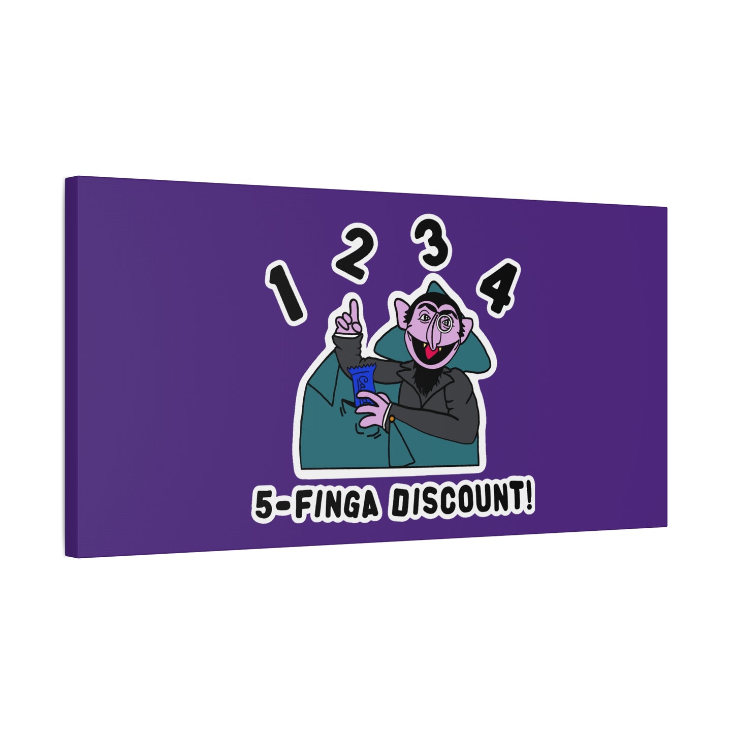 Five Finger Discount Canvas Print Light Purple - Sesame Street The Count Parody Art Print