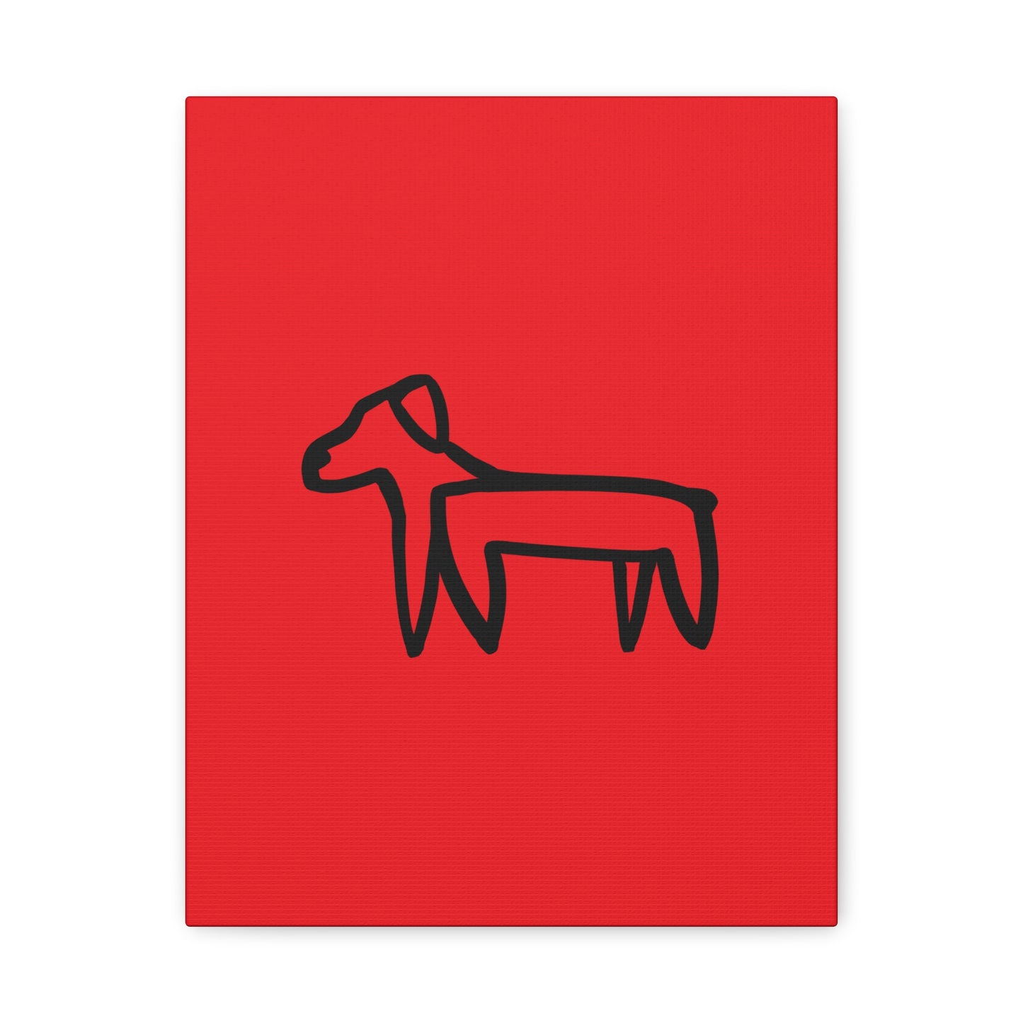 Dog Canvas Print on Red (Transparent Style Black Dog) - Dog Drawing Canvas