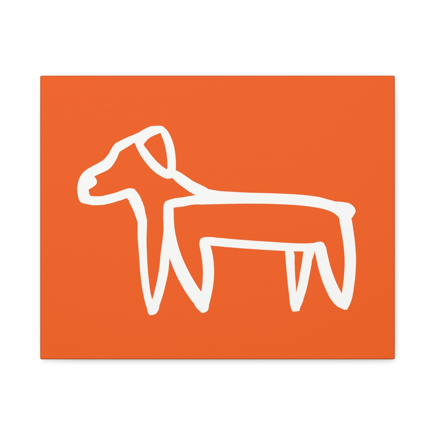 Dog Canvas Print on Orange (Transparent Style White Dog) - Dog Art Print