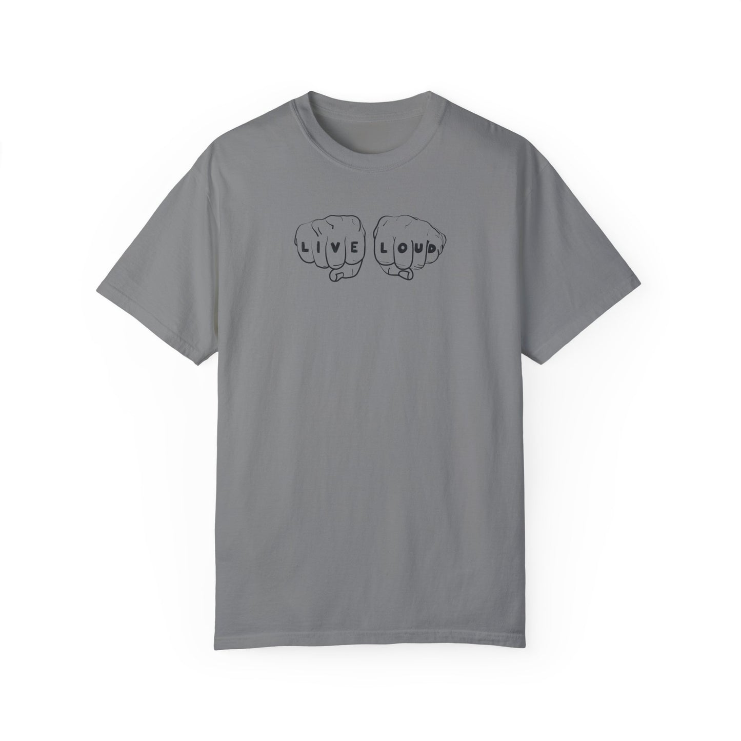 Live Loud Knuckle Tats Tattooed Fists Tee