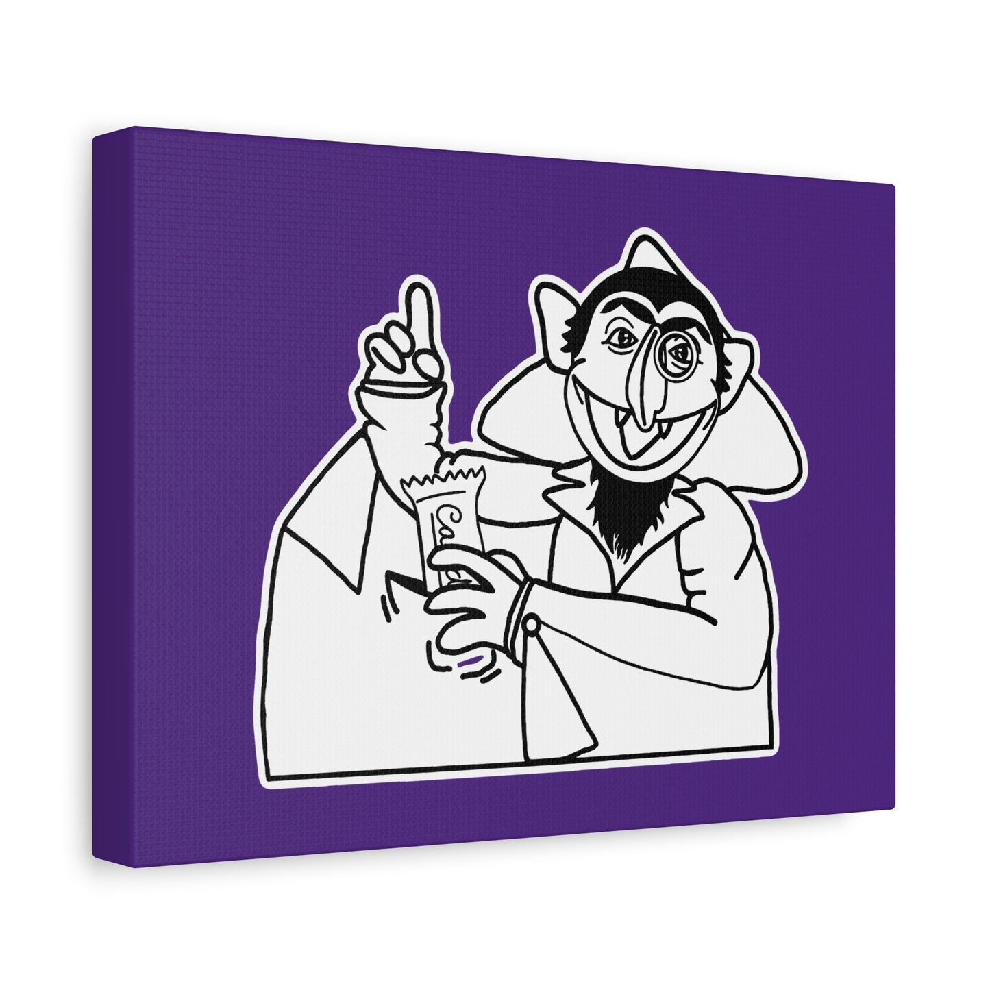 The Count Stealing Candy Outline Canvas Print Purple - Sesame Street The Count Parody Art