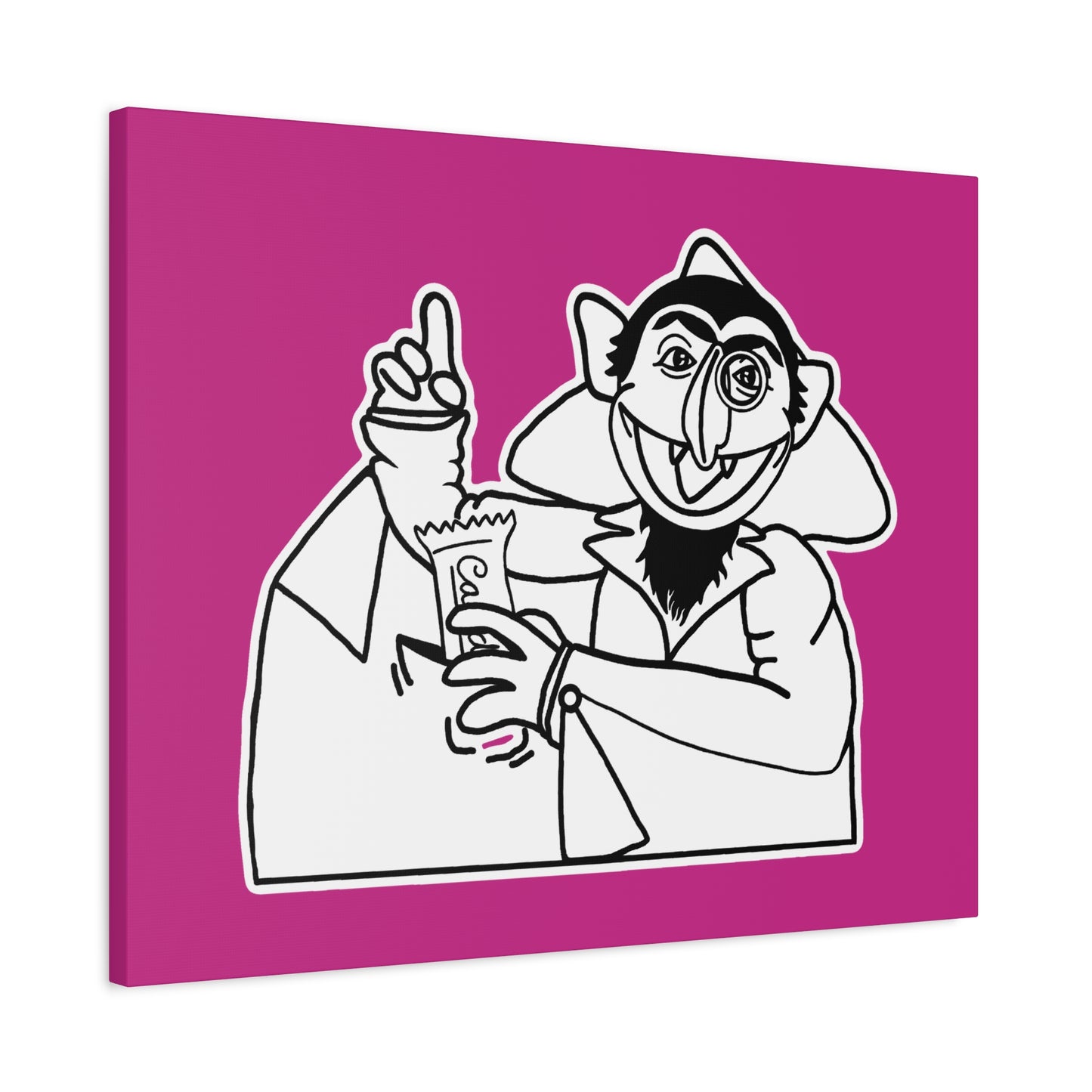 The Count Stealing Candy Outline Canvas Print Pink - Sesame Street The Count Parody Art
