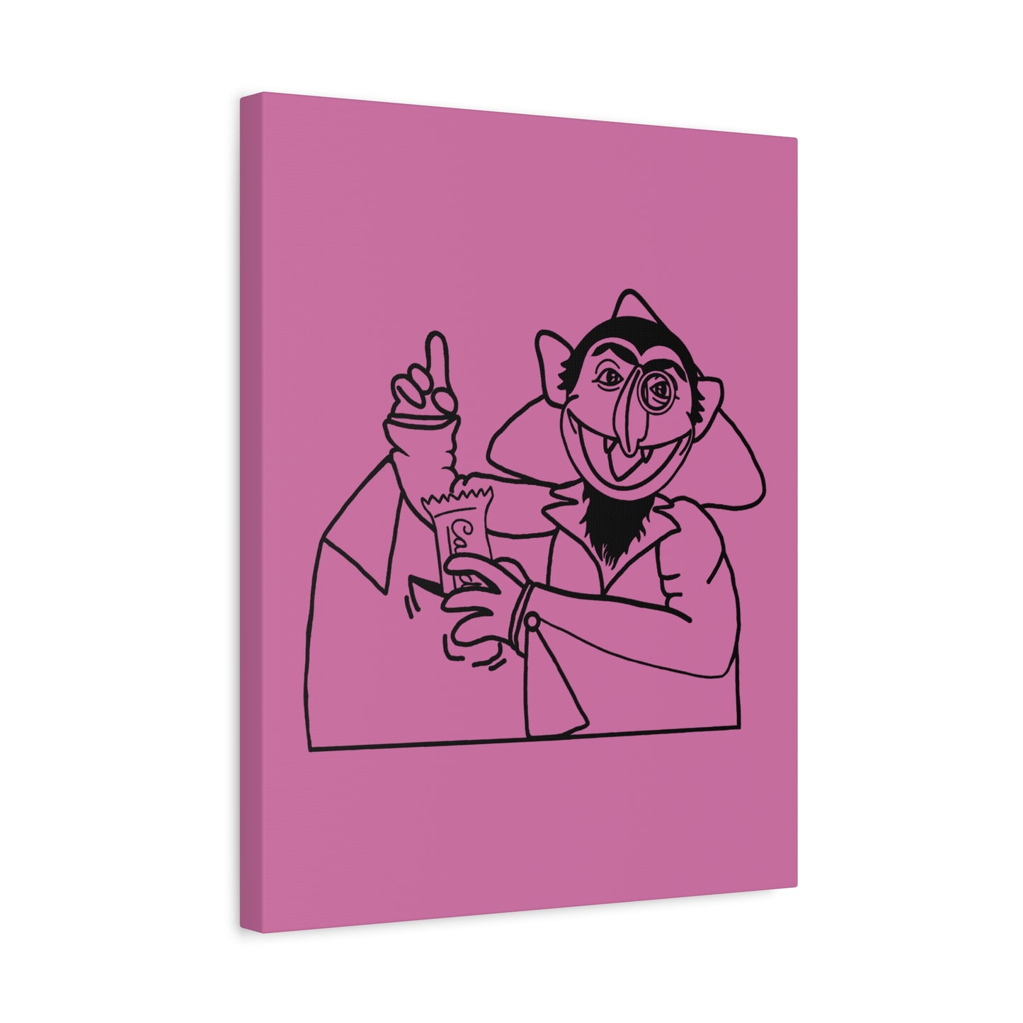 The Count Stealing Candy Outline Canvas Print Light Pink - Sesame Street The Count Parody Art