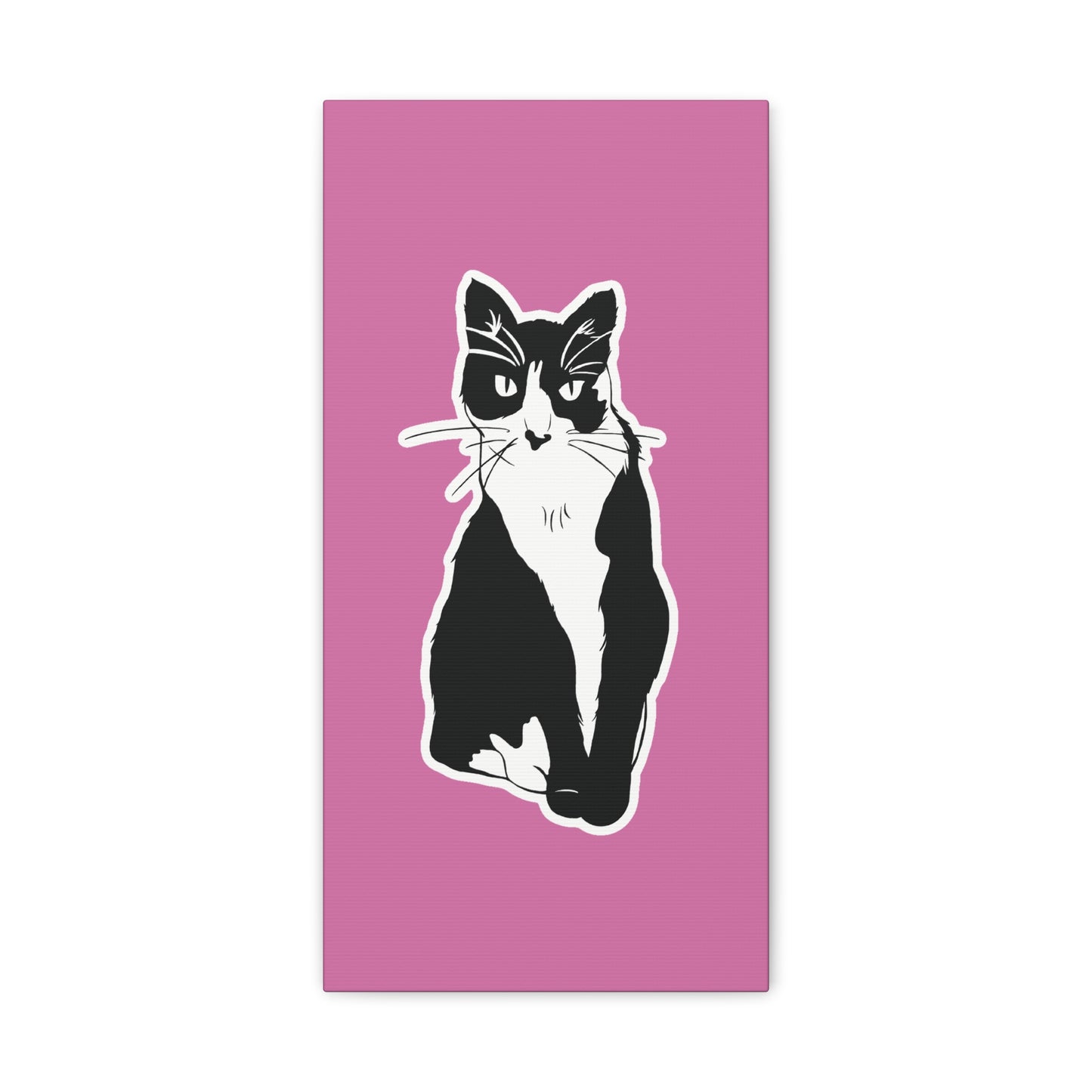 Cat Canvas on Light Pink (Sticker Style Cat) - Cat Drawing Art