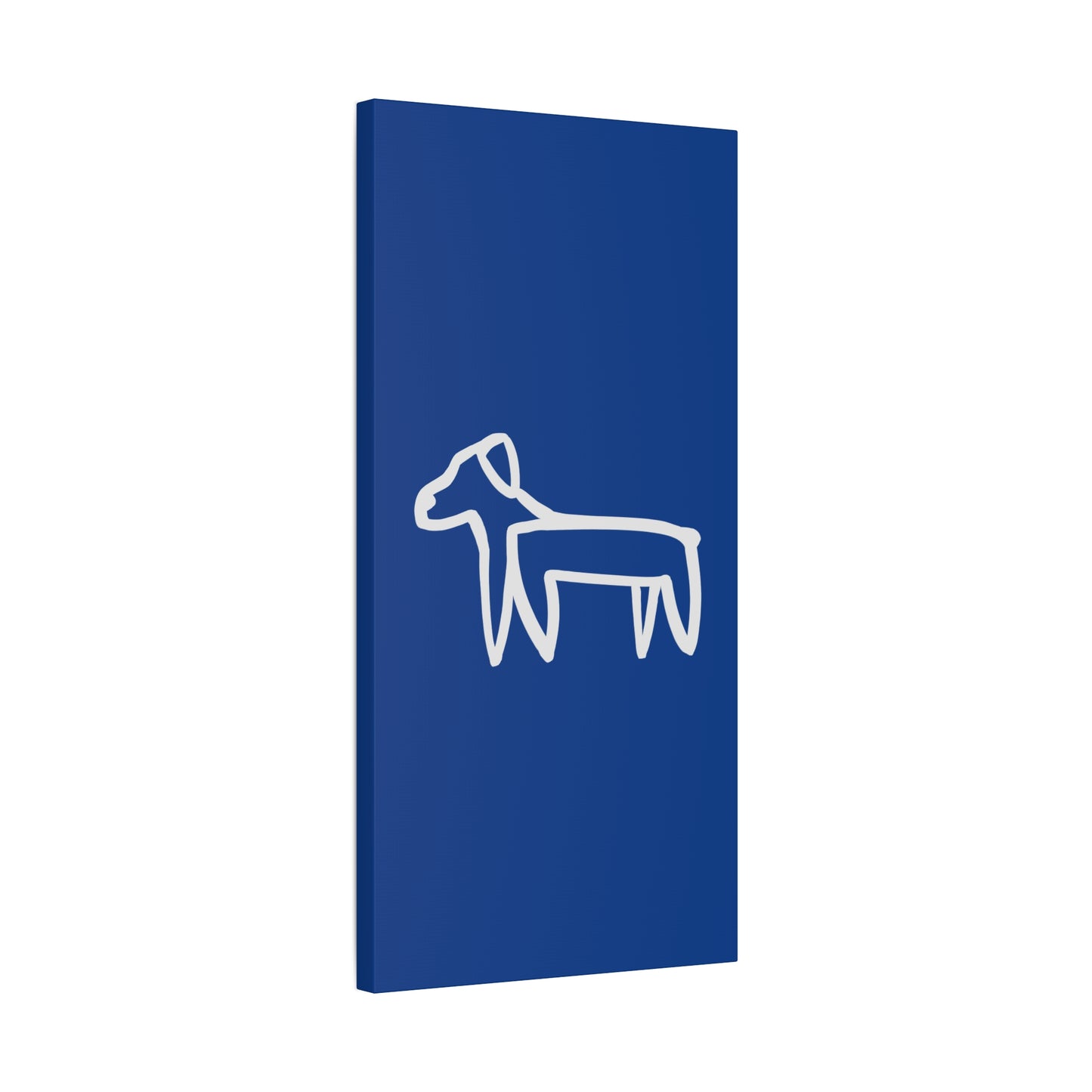 Dog Canvas Print on Blue (Transparent Style White Dog) - Dog Art Print