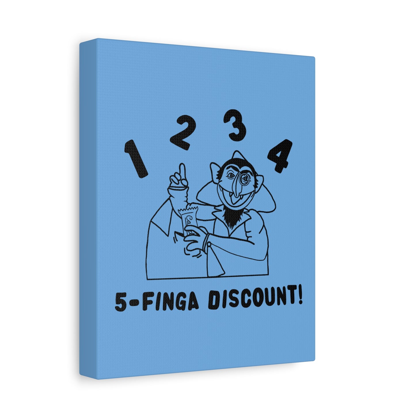 Five Finger Discount Outline Canvas Print Light Blue - Sesame Street The Count Parody Art Print