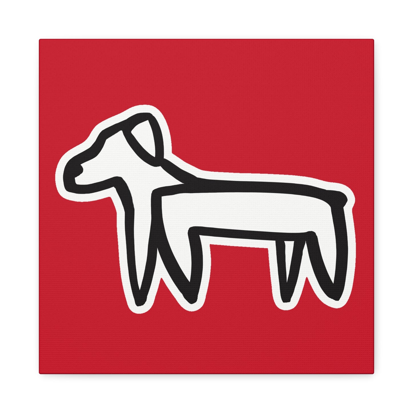 Dog Canvas Print on Red (Sticker Style White Dog) - Dog Art Print