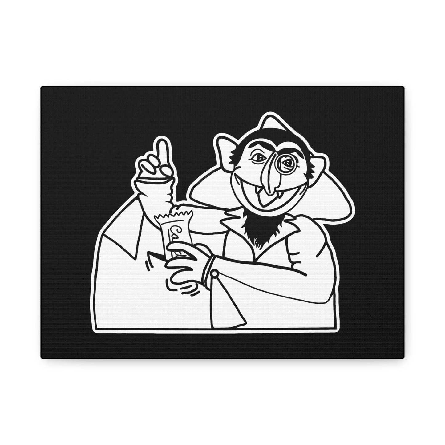 The Count Stealing Candy Outline Canvas Print Black - Sesame Street The Count Parody Canvas Art