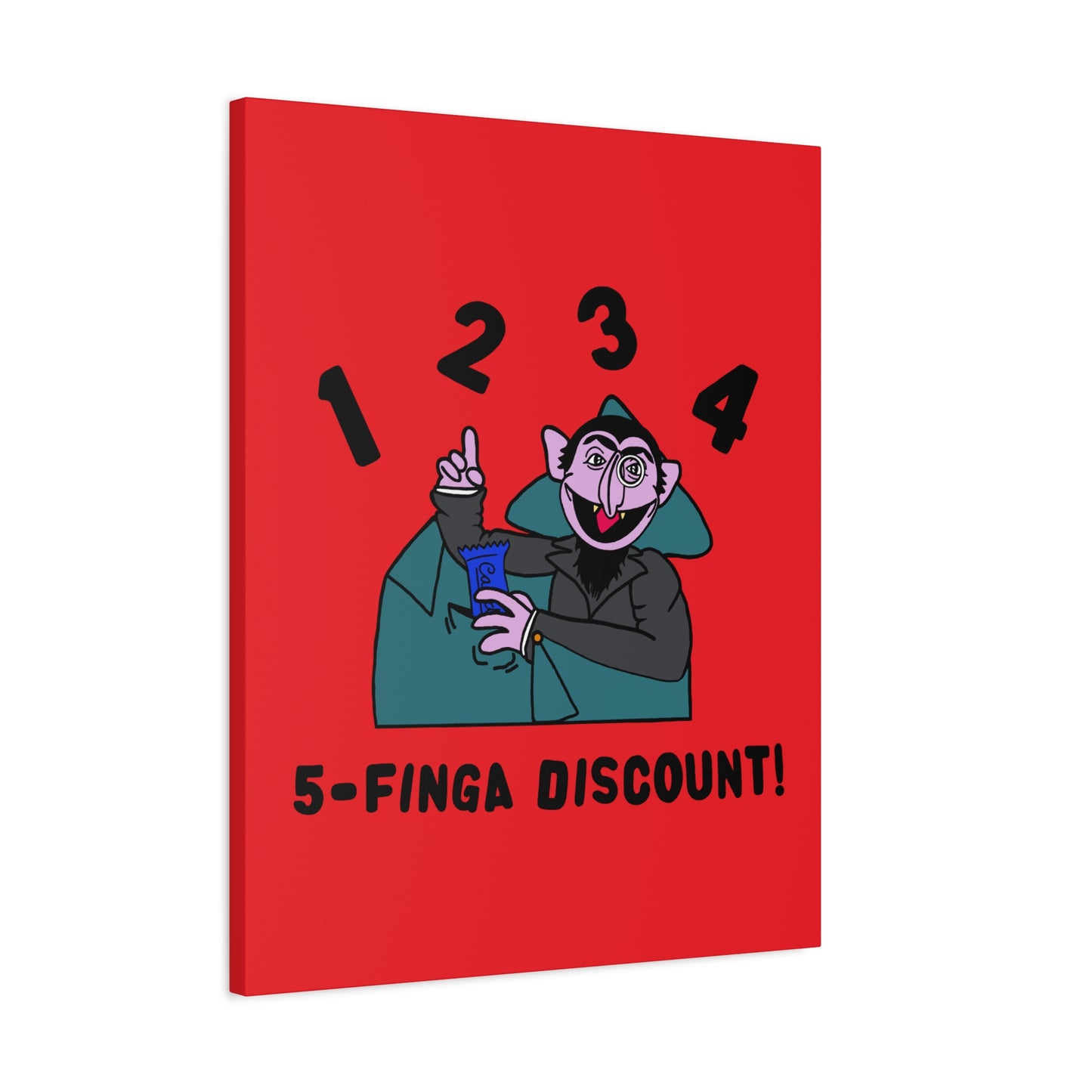 Five Finger Discount Canvas Print Red - Sesame Street The Count Parody Art Print