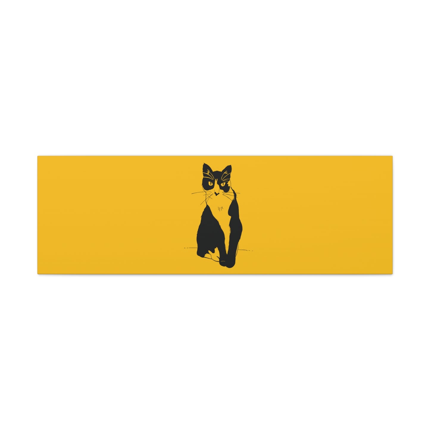 Cat Canvas Print on Yellow (Transparent Style Cat) - Cat Drawing Art