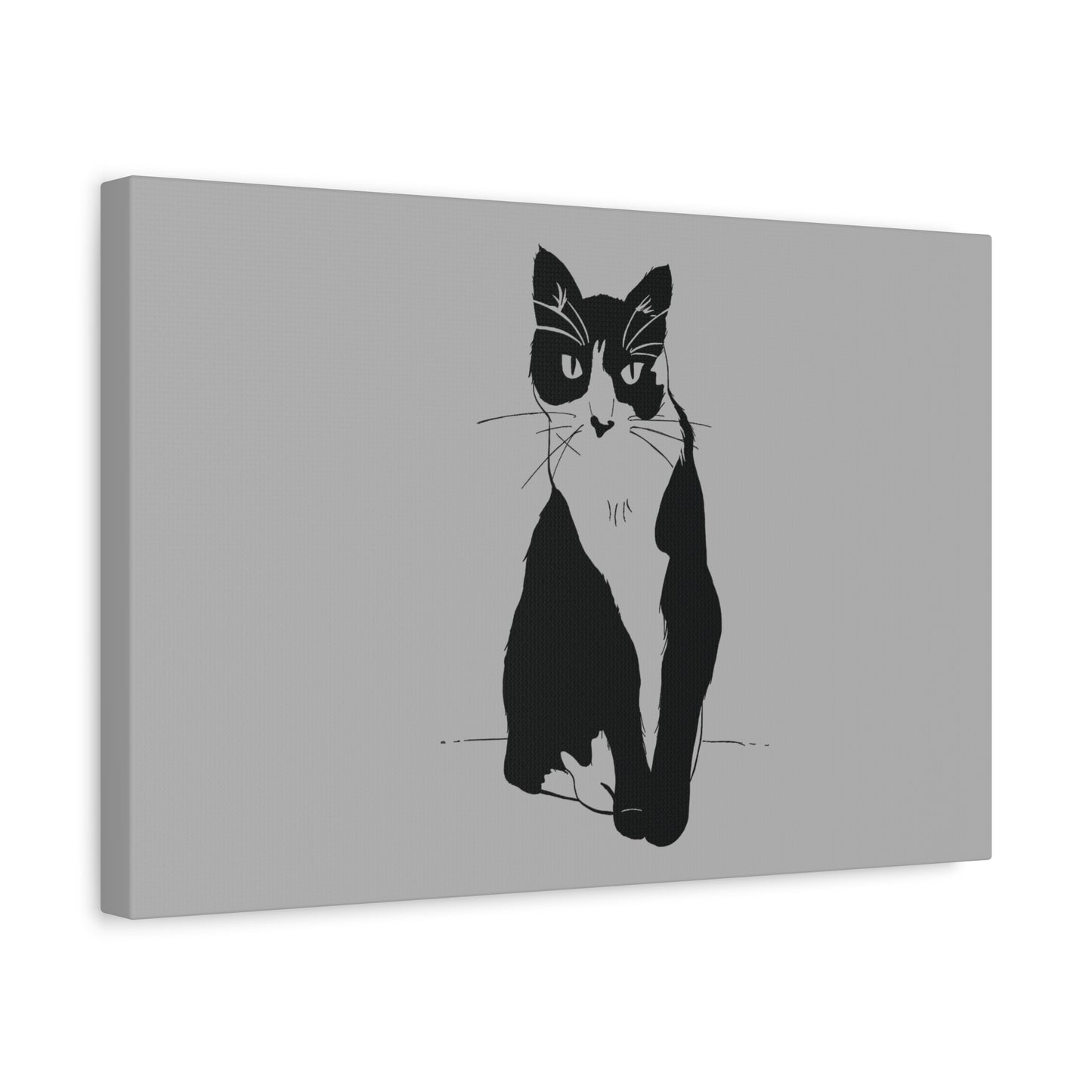 Cat Canvas Print on Grey (Transparent Style Cat) - Cat Drawing Art