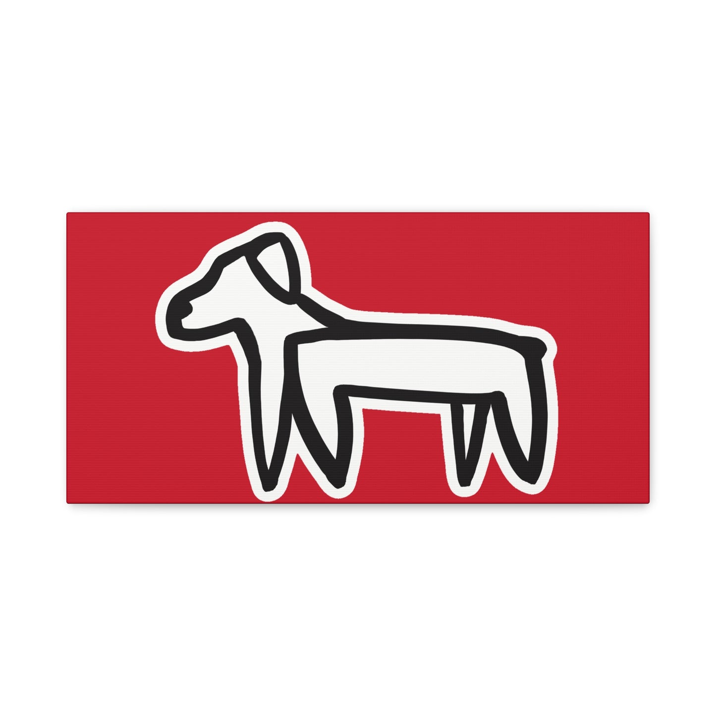 Dog Canvas Print on Red (Sticker Style White Dog) - Dog Art Print