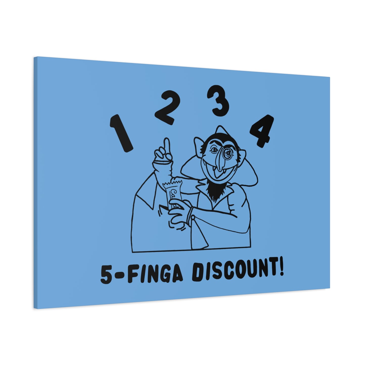 Five Finger Discount Outline Canvas Print Light Blue - Sesame Street The Count Parody Art Print