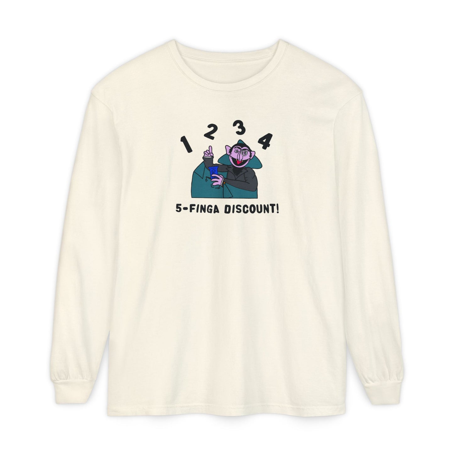 Five Finger Discount Long Sleeve Tee - Sesame Street The Count 5-Finger Discount Shirt