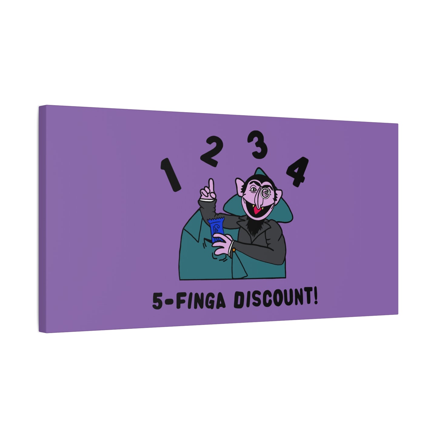 Five Finger Discount Canvas Print Light Purple - Sesame Street The Count Parody Art Print
