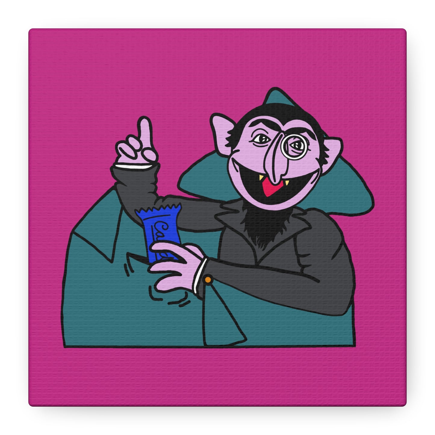 The Count Stealing Candy Canvas Print Pink - Sesame Street The Count Parody Art