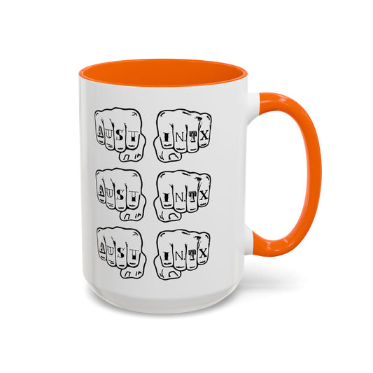 Austin Knuckle Tats Tattooed Fists Accent Mug Fists Stack Edition
