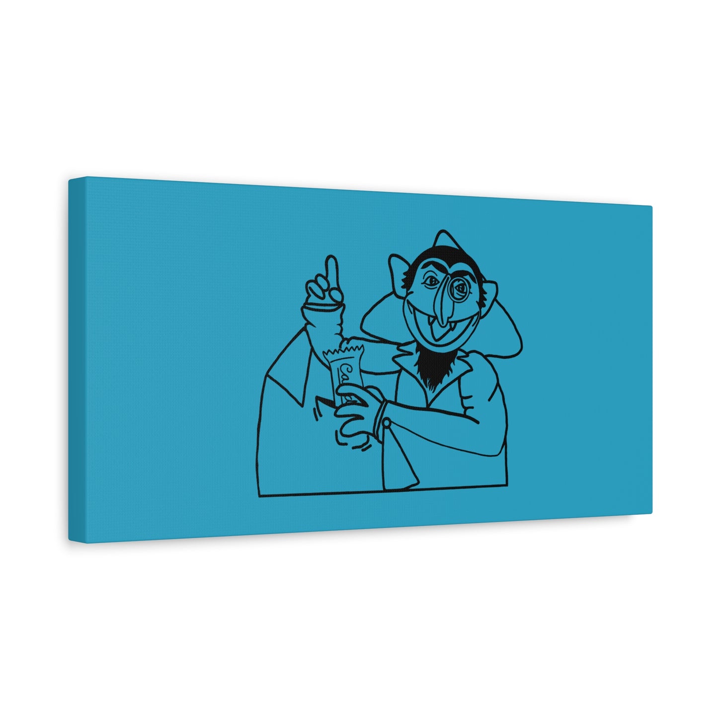 The Count Stealing Candy Outline Canvas Print Turquoise - Sesame Street The Count Art Print
