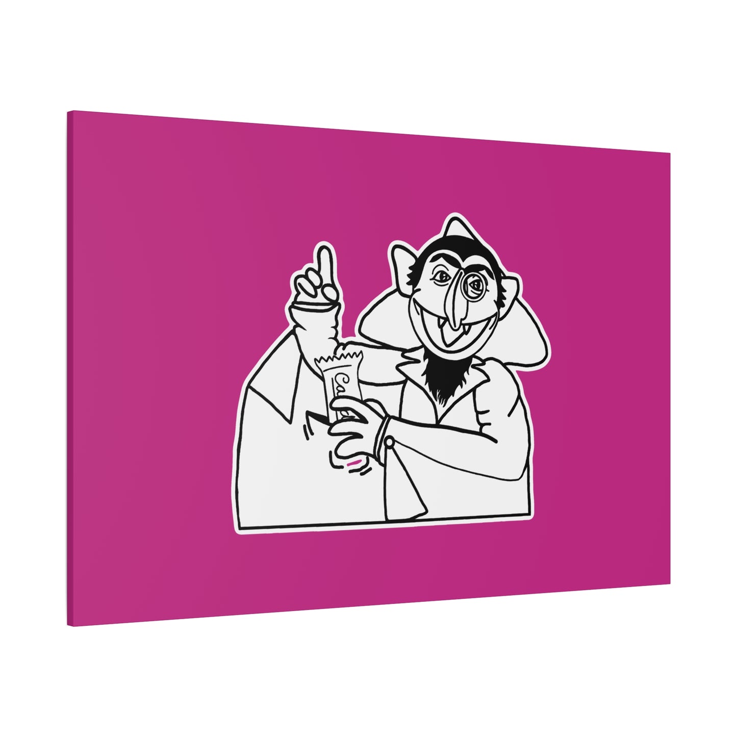 The Count Stealing Candy Outline Canvas Print Pink - Sesame Street The Count Parody Art