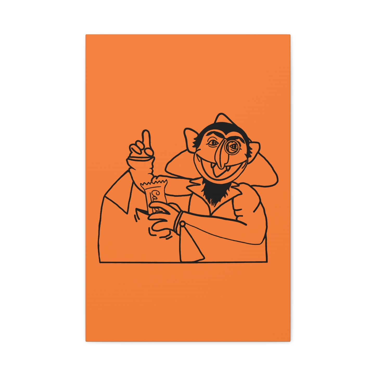 The Count Stealing Candy Outline Canvas Print Light Orange - Sesame Street The Count Parody Art