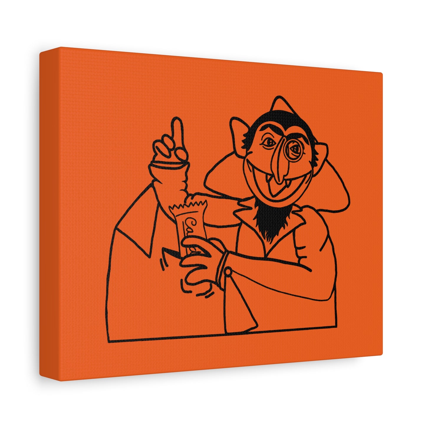 The Count Stealing Candy Outline Canvas Print Orange - Sesame Street The Count Parody Art Print