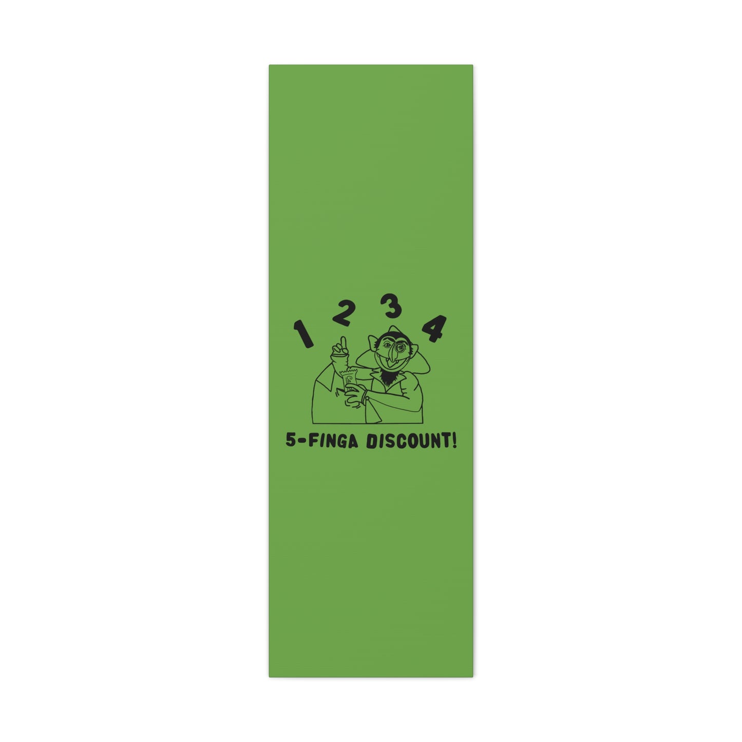 Five Finger Discount Outline Canvas Print Green - Sesame Street The Count Parody Art Print